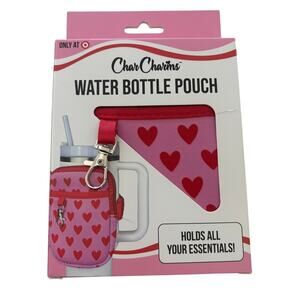 New Char Charms Pink Red Heart Water Bottle Pouch